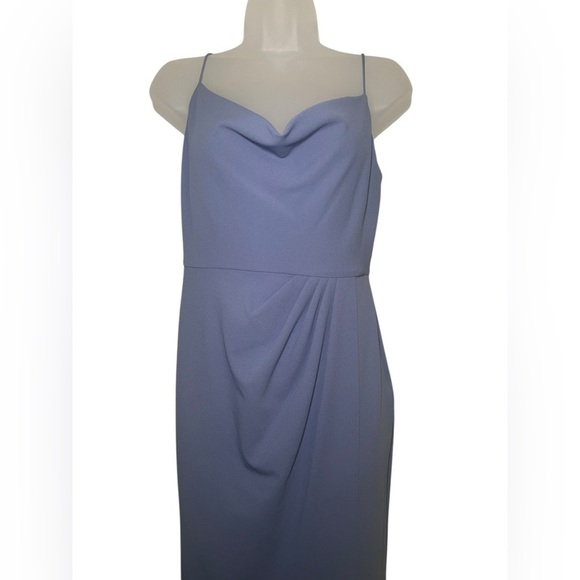 Sachin & Babi Paulina Gown Slate Blue Crepe Dress NWT Size 4 Cowl Neck - Picture 5 of 5